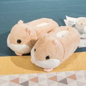 chaussons hamster crème kawaii