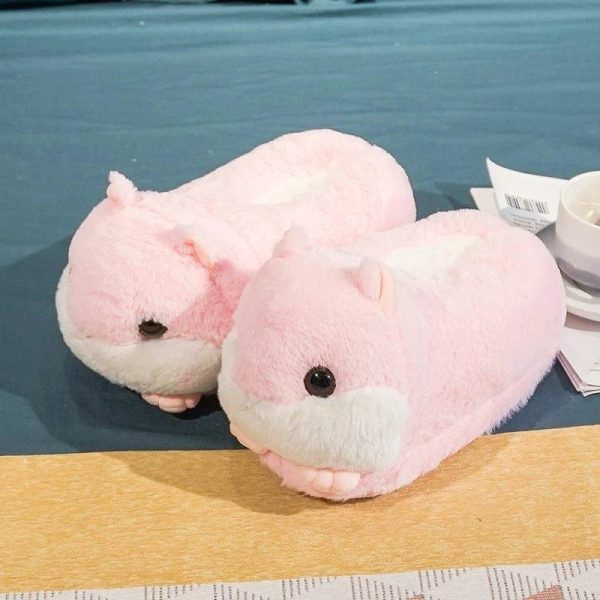 chaussons hamster kawaii rose