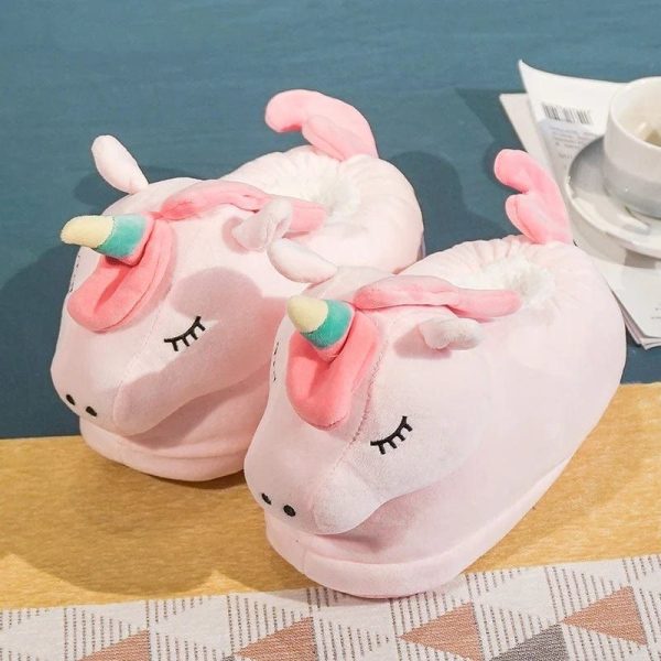 chaussons licorne rose